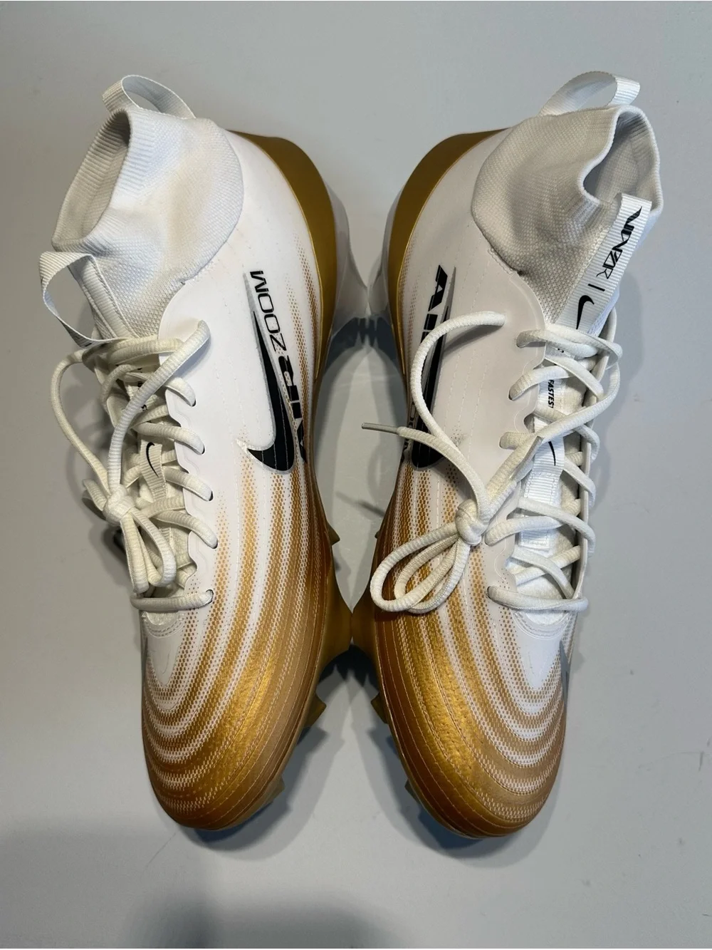 Nike Zoom Air Vapor Pro 1 Football Cleats White Gold FB3298-103 Mens 13